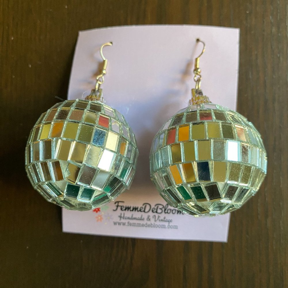 Femme De Bloom Disco Ball Large 3D Drop Earrings